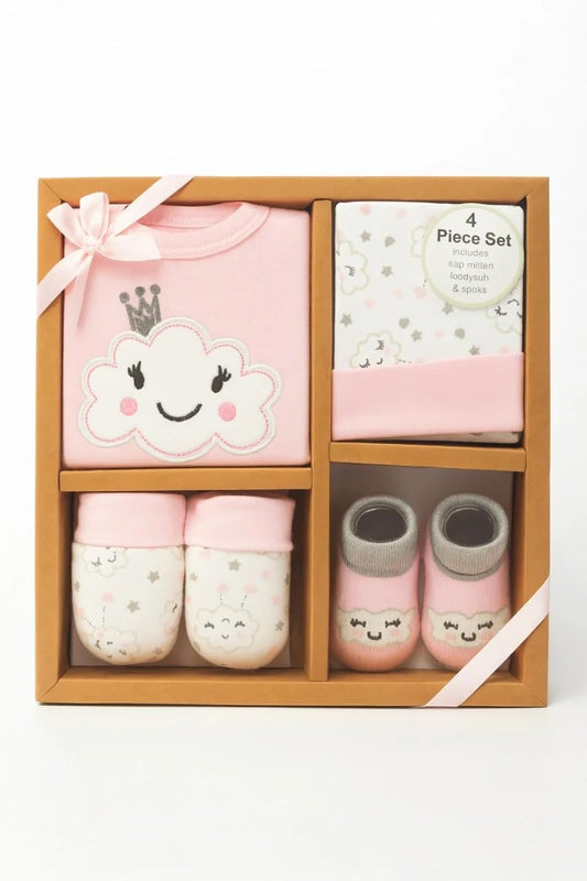 4 pcs Baby Clothing Gift Set - Pink Cloud Dreams
