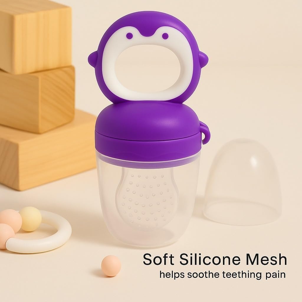 Silicone Fruit Nibbler - Purple Penguin Pop