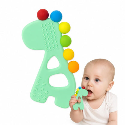 Silicone Rainbow Dino Teether - (Green)