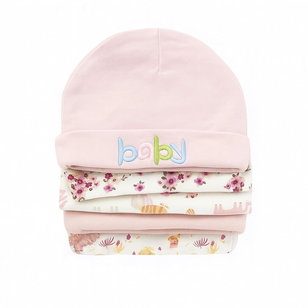 Unisex Baby Beanies Set of 5 - Pastel Baby