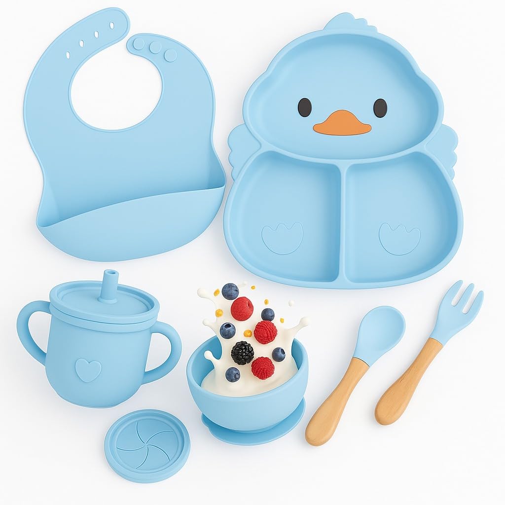 6 pcs Silicone Feeding Sets - Blue Duck