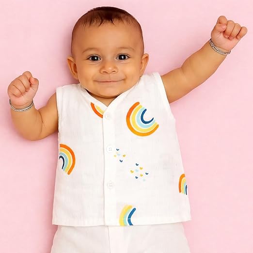 Sleeveless Jhabla With Button - Rainbow Dreams