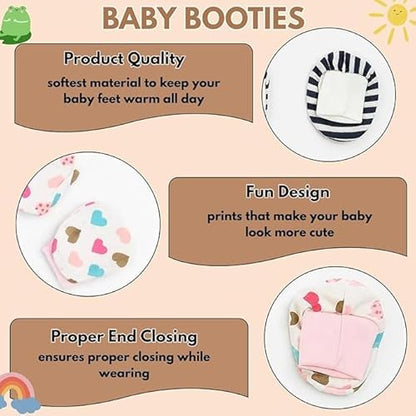 Baby Assorted Booties - Set of 6 Mix Print