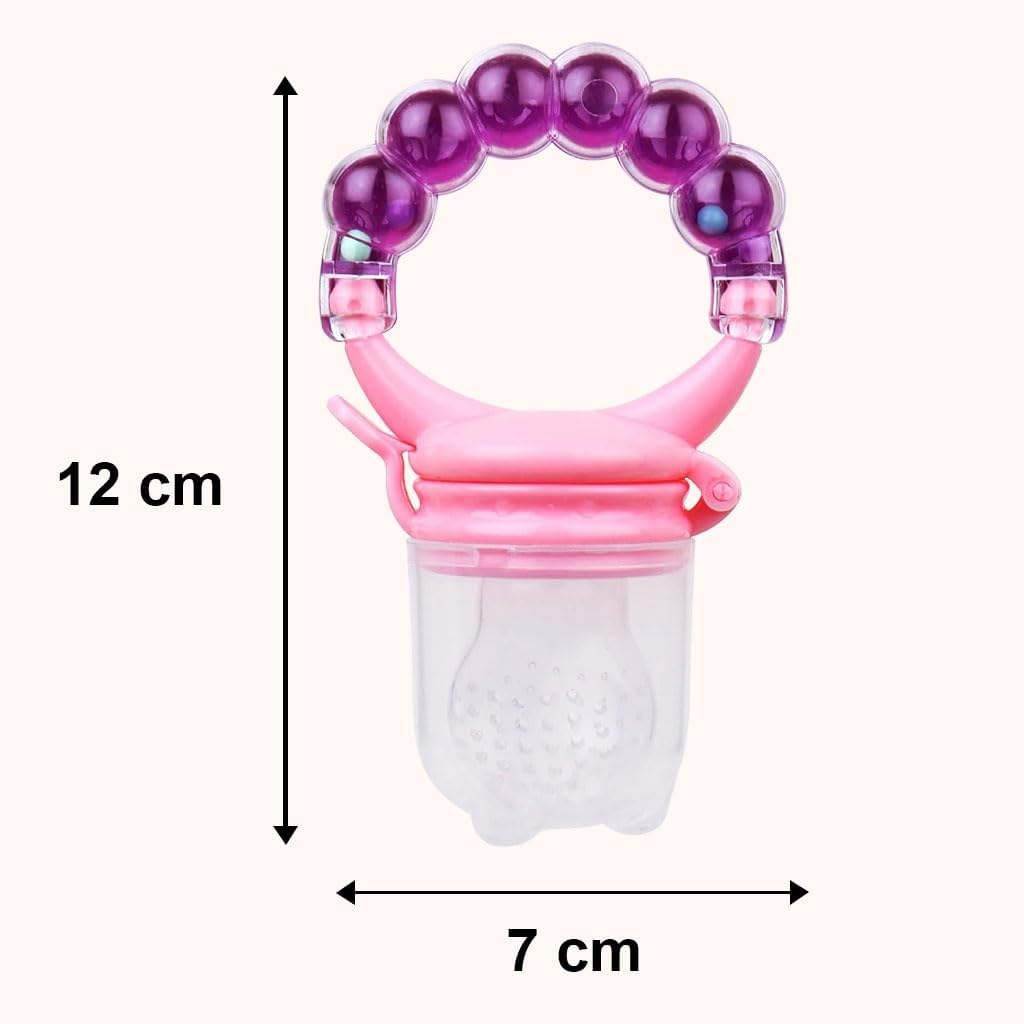 Silicone Fruit Nibbler - Pink Bubble Handle