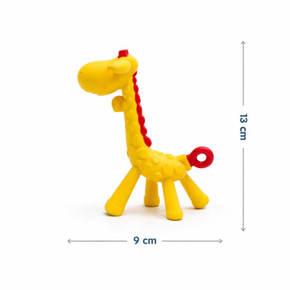 Silicone Giraffe Teether - (Yellow) with red handle