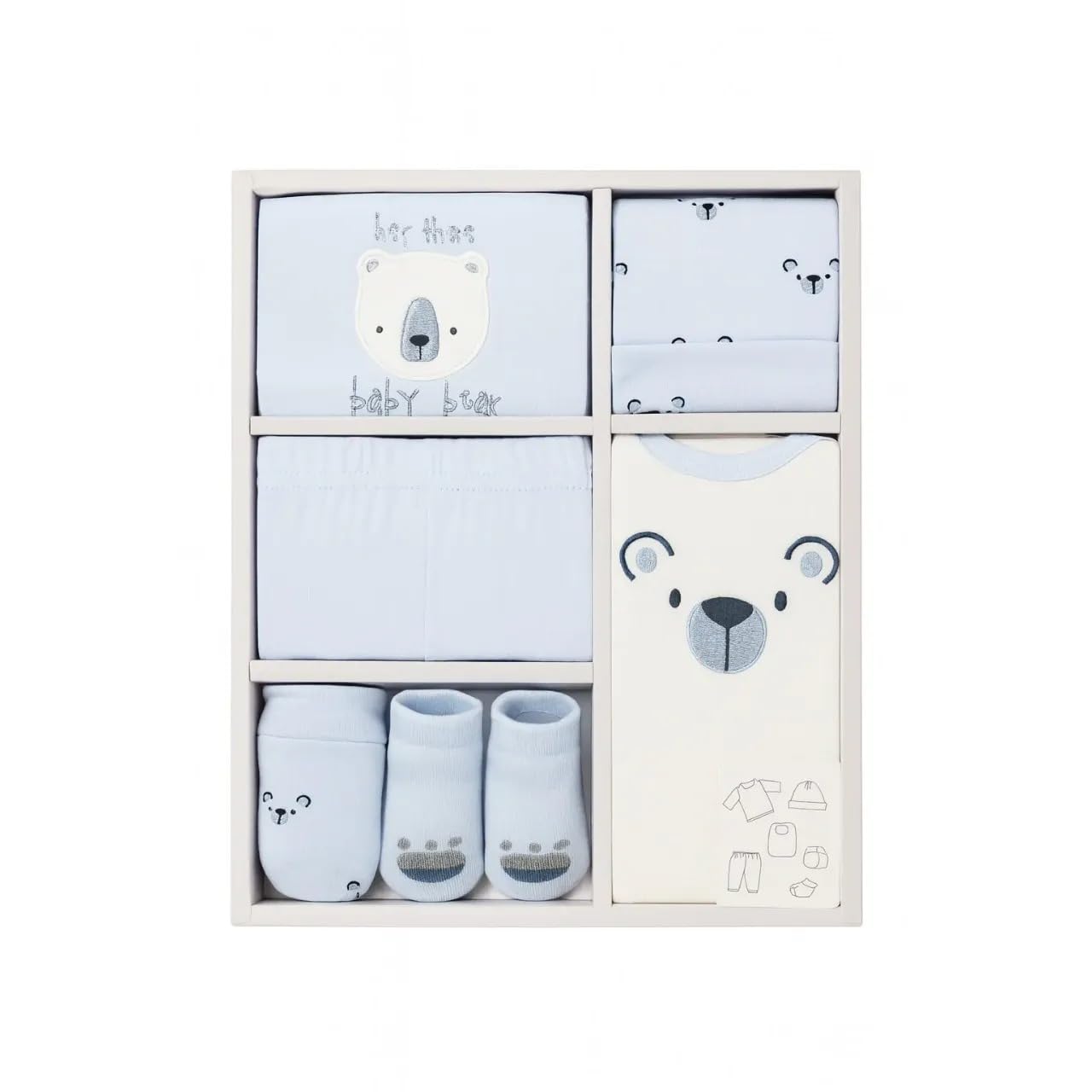 6 pcs Baby Clothing Gift Set - Blue Tiny Bear