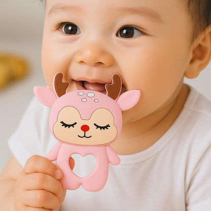 Silicone Cartoon Teether- Deer (Pink)