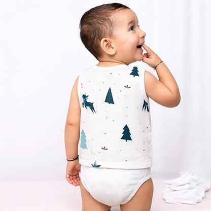 Sleeveless Jhabla With Button - Christmas Wonderland