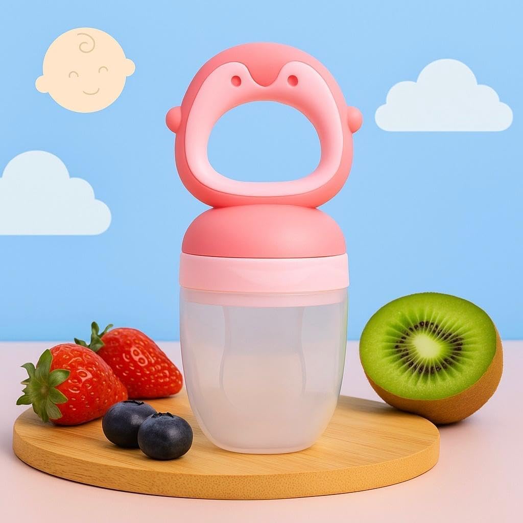Silicone Fruit Nibbler - Pink Penguin Pop