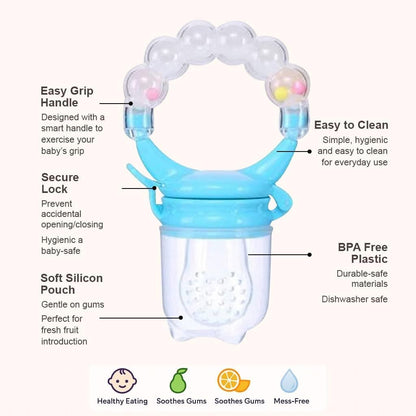 Silicone Fruit Nibbler - Blue Bubble Handle