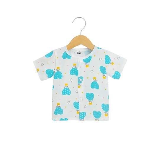 Half Sleeves Jhabla Set - Organic Cotton Muslin -  Cloud Ride