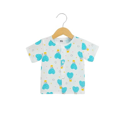 Half Sleeves Jhabla Set - Organic Cotton Muslin -  Cloud Ride