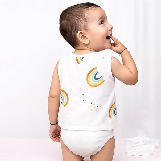 Sleeveless Jhabla With Button - Rainbow Dreams
