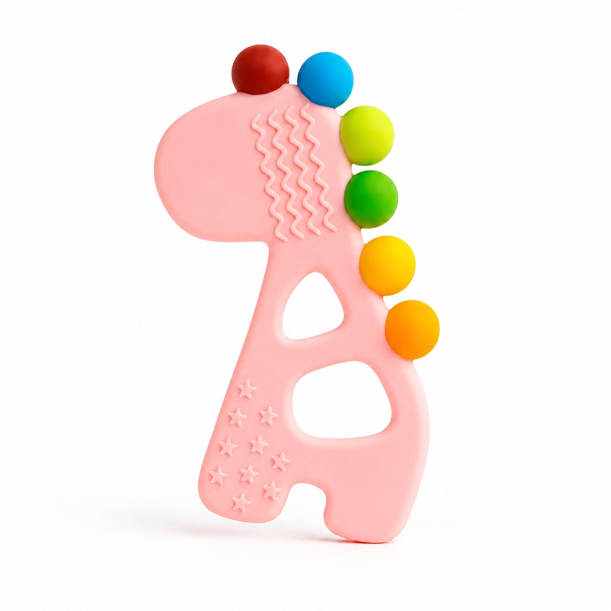 Silicone Rainbow Dino Teether - (Pink)