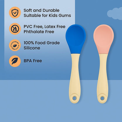 Baby Silicone Feeding Spoon With Silicone Handle - Set of 3 Mix Colour