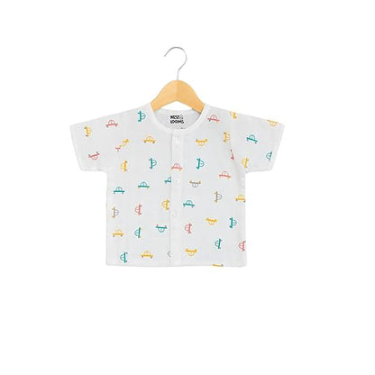 Half Sleeves Jhabla Set - Organic Cotton Muslin - Tiny Wheels