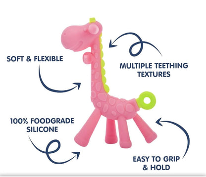 Silicone Giraffe Teether - (Pink)