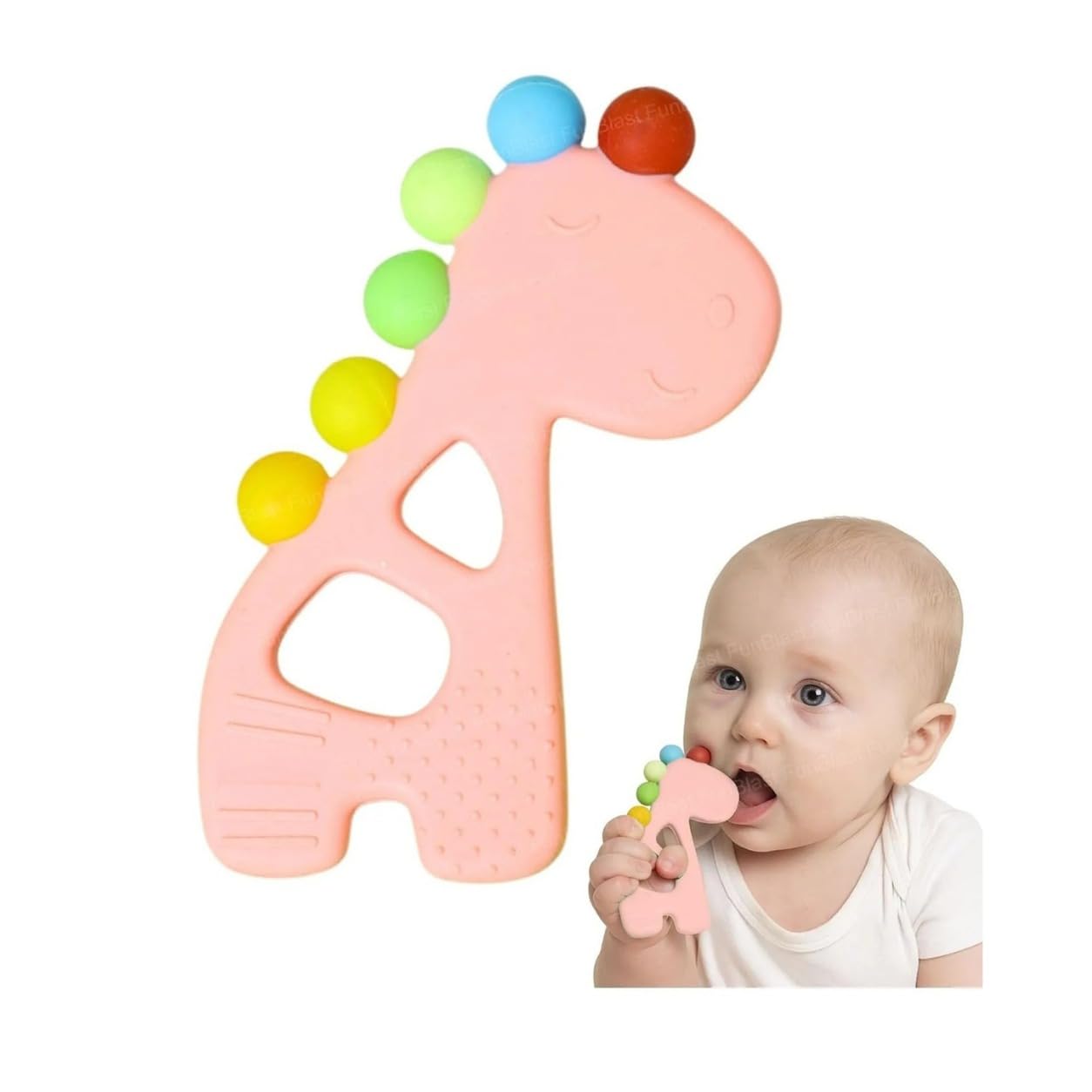 Silicone Rainbow Dino Teether - (Pink)