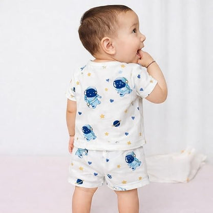 Half Sleeves Jhabla Set - Organic Cotton Muslin - Galaxy Woofs