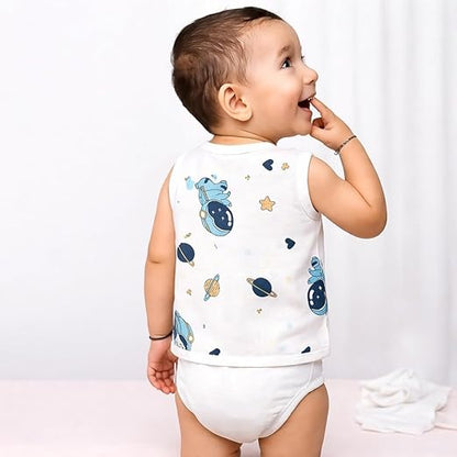Sleeveless Jhabla With Button - Galaxy Woofs