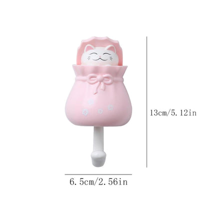 Adhesive Multipurpose Wall Hook for Towels, Bags & Clothes - Pink Kitty