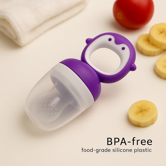 Silicone Fruit Nibbler - Purple Penguin Pop