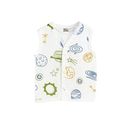 Sleeveless Jhabla With Button- Muslin - Galaxy Dreams