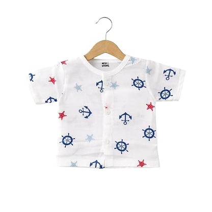 Half Sleeves Jhabla Set - Organic Cotton Muslin -  Sailor Star