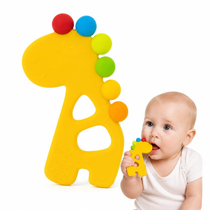 Silicone Rainbow Dino Teether - (Yellow)