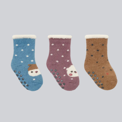Woolen Antiskid Socks - Pack of 3 Mix Print