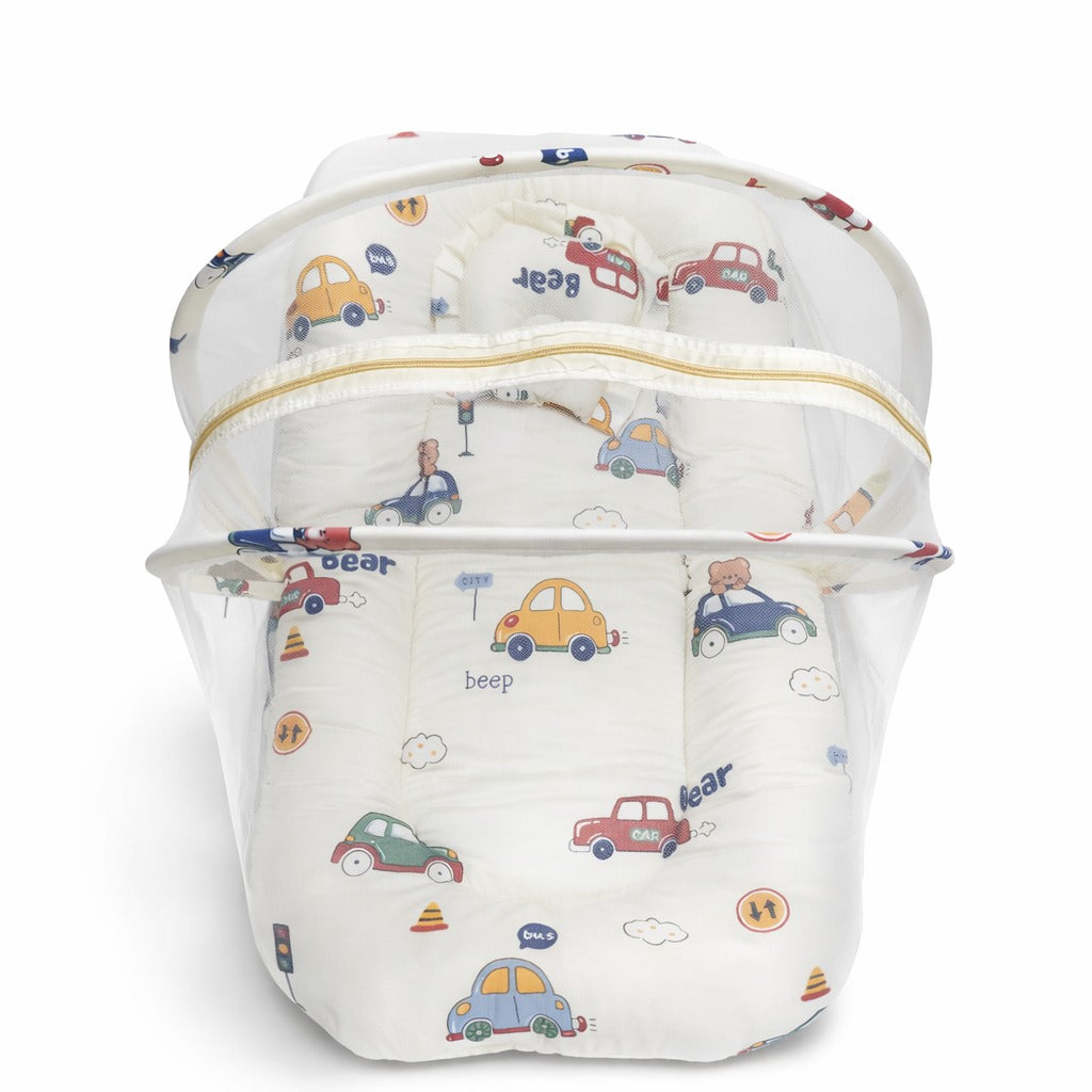 Baby Bedding Set With Mosquito Net & Head Support Pillow - Little Driver