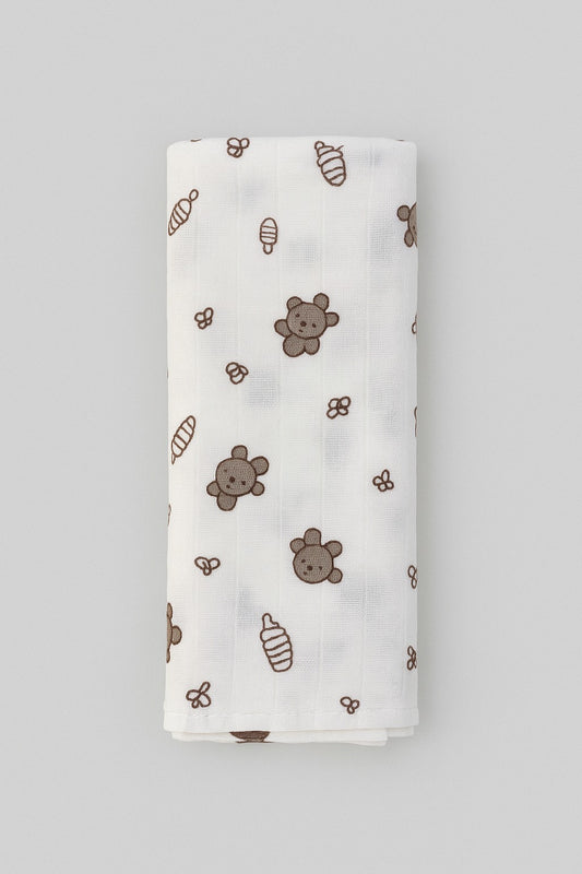 Baby Muslin Swaddle - Bear Snuggle