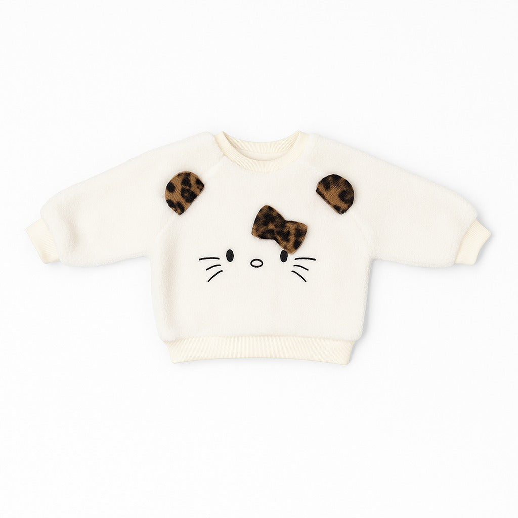 Faux Fur Sweatshirt - Mini Meow