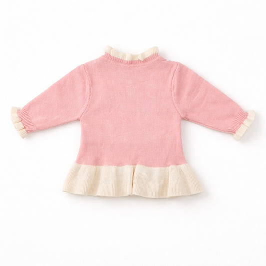 Knitted Sweater with Button - Blush Garden