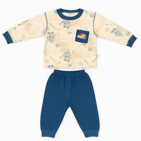 Full Sleeves Jogger Co-ord Set - Blue Sporty Bot