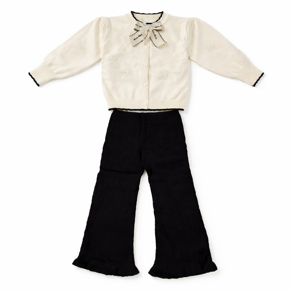Knitted Top & Pant Co-ord Set - Snowflake Bow