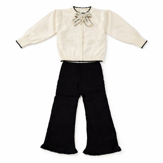 Knitted Top & Pant Co-ord Set - Snowflake Bow