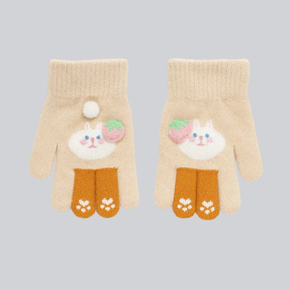 Baby Winter Finger Gloves - Caramel Bunny