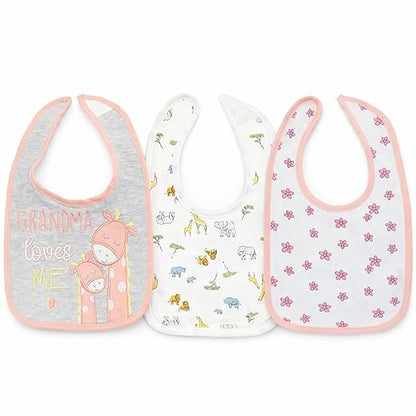 Cloth Feeding Bib Set of 3 - Grandma Loves Me