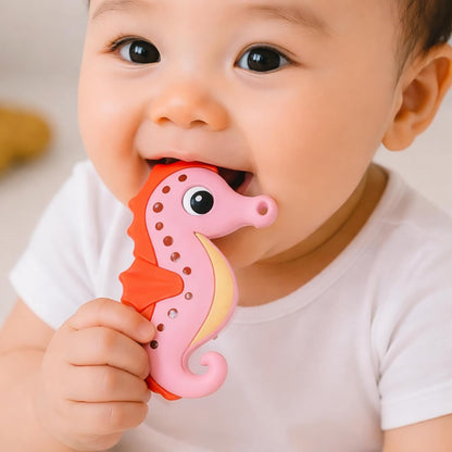 Silicone Cartoon Teether Seahorse (Pink)