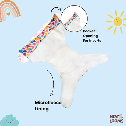 Reusable Cloth Diaper - Colorful Hearts