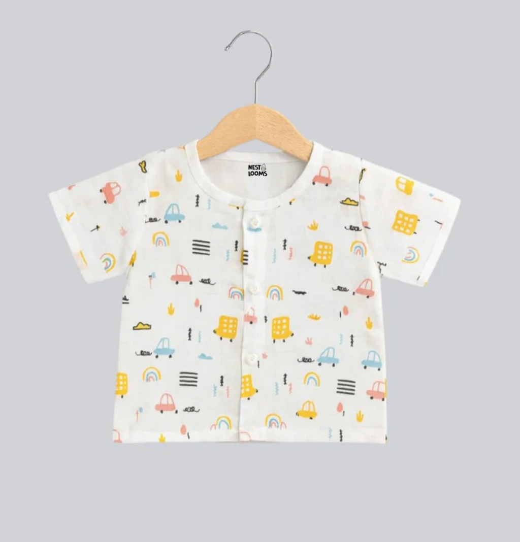 Half Sleeves Jhabla Set - Organic Cotton Muslin -  Little Roadtrip