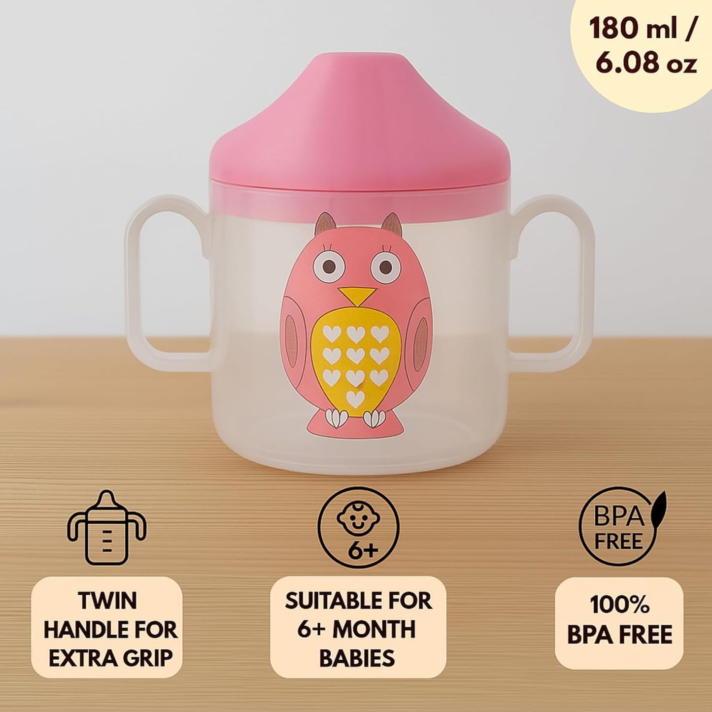 Baby Spout Sipper Cup - Transparent (Pink)