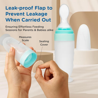 Feeding Bottle With Spoon - blue