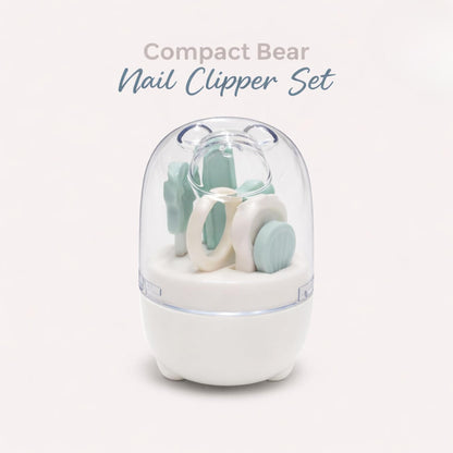 4-in-1 Bear Baby Grooming Kit with Scissors, Nail Filer, Tweezer & Clipper - White