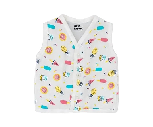 Sleeveless Jhabla With Button - Tropical Treats