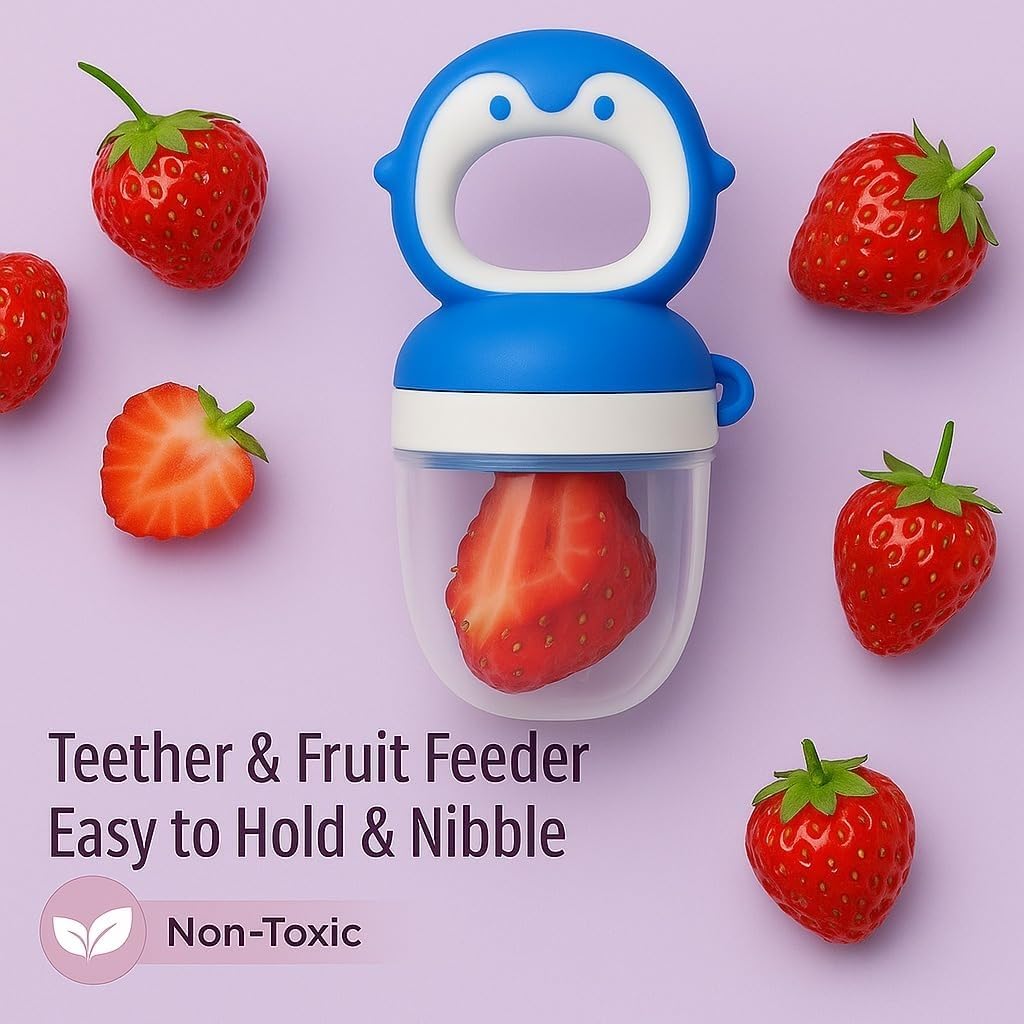 Silicone Fruit Nibbler - Blue Penguin Pop