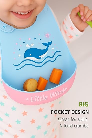 Silicone Feeding Bib - Cartoon Whale