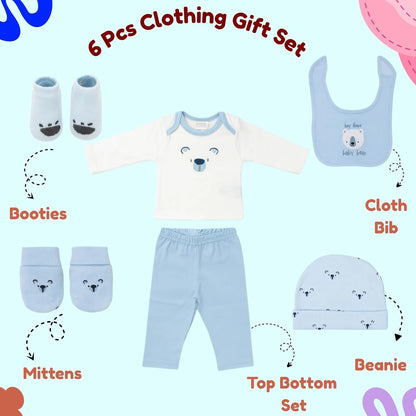 6 pcs Baby Clothing Gift Set - Blue Tiny Bear