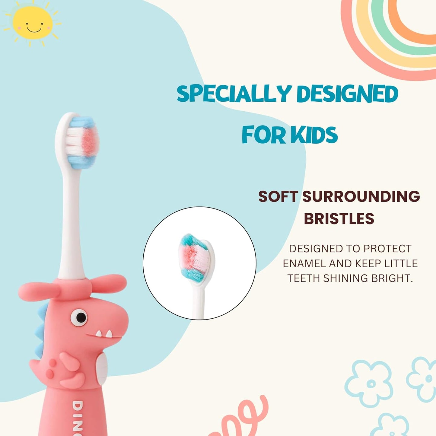Kids Toothbrush - Pink Twisty Dino